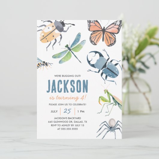 虫虫ボーイ誕生日 招待状 (スタンド正面)