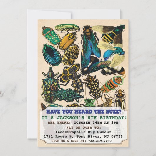 虫虫誕生日招待状 招待状 (正面)