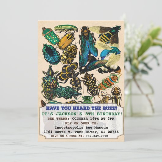 虫虫誕生日招待状 招待状 (スタンド正面)