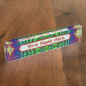 虫食い穴のフラクタルのネオン緑の宇宙の管 デスクネームプレート (側面)