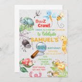 虫、虫の少年の誕生日の招待、バズクロール。 招待状 (正面/裏面)