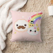 虹および星が付いているかわいいの雲のカップル クッション (ブランケット)