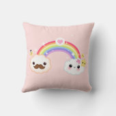 虹および星が付いているかわいいの雲のカップル クッション (裏面)