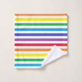 虹および白のストライプ バスタオルセット (ウォッシュタオル)