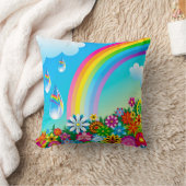 虹および花 クッション (ブランケット)