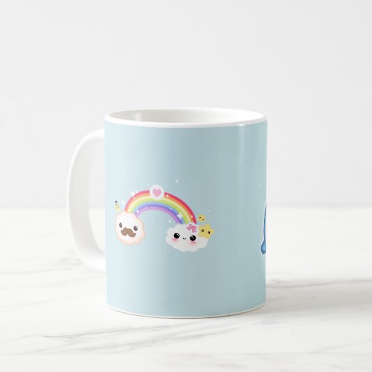 虹および輝きの星とnarwhalかわいいかわいい コーヒーマグカップ (正面左)