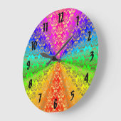 虹および金ゴールドのダマスク織 ラージ壁時計 (傾斜)