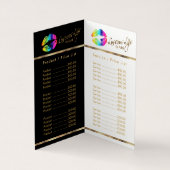 虹および金ゴールドの唇の価格およびサービスリスト 名刺 (内部)