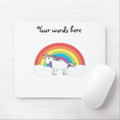 虹および雲の白いユニコーン マウスパッド (マウス)