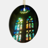虹および青のステンドグラス セラミックオーナメント (右)