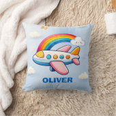 虹お洒落付き飛行機 クッション (ブランケット)