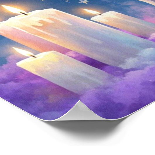 虹お洒落誕生日魔法アート付きユニコーン ポスター (角)