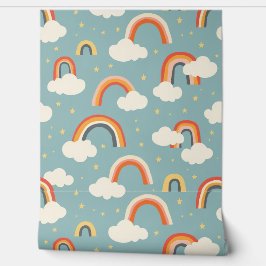 虹お洒落雲のパターン | モダン子供部屋 壁紙