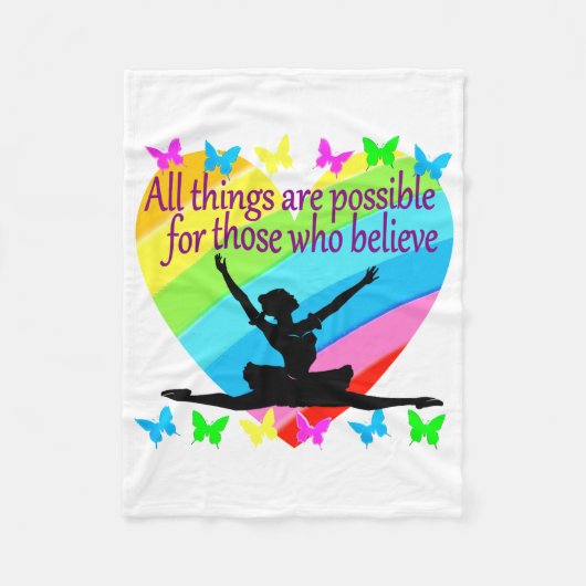 虹かわいらし万物バレリーナ可能 フリースブランケット (正面)