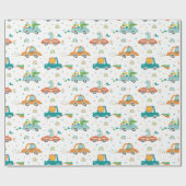 虹がかかったかわいいジャングルの動物 ラッピングペーパー (フラット)