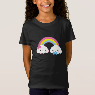 虹が付いているかわいいのカップルの雲 Tシャツ