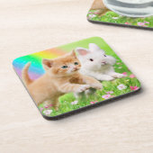 虹が付いている子ネコ及びバニー コースター (左側)