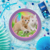 虹が付いている子ネコ及びバニー ペーパープレート (パーティー)