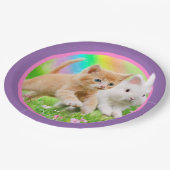 虹が付いている子ネコ及びバニー ペーパープレート (アングル)