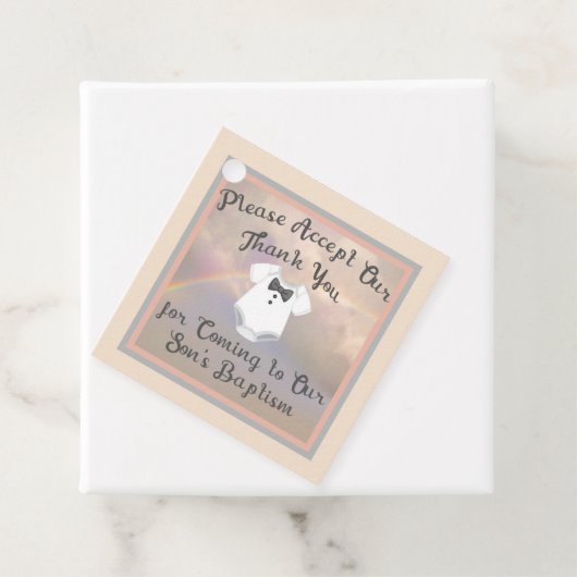 虹との息子のバプテスマのためのメッセージカード フェイバータグ (インサイチュ)