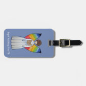 虹との水彩画の天使は飛びま本を読みます ラゲッジタグ (正面横)