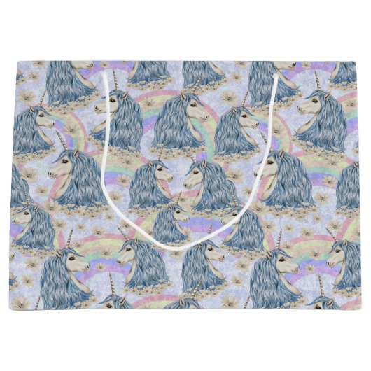 虹との青いユニコーン ラージペーパーバッグ (正面)