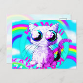 虹とカーリーキャットのかわいいスタイル ポストカード (正面/裏面)