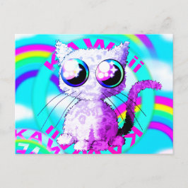 虹とカーリーキャットのかわいいスタイル ポストカード