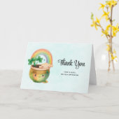 虹とクローバーがモチーフの遊び心あふれるプランター　サンキュー カード (黄色い花)