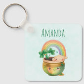 虹とクローバーが楽しめるキュートなガーデンプランター キーホルダー (正面)