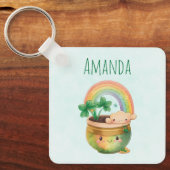 虹とクローバーが楽しめるキュートなガーデンプランター キーホルダー (正面)