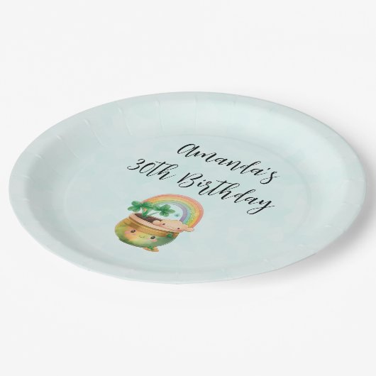 虹とクローバーが楽しめるキュートなガーデンプランター ペーパープレート (アングル)