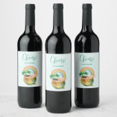 虹とクローバーが楽しめるキュートなガーデンプランター ワインラベル (ボトル)