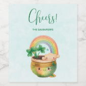 虹とクローバーが楽しめるキュートなガーデンプランター ワインラベル (シングルラベル)