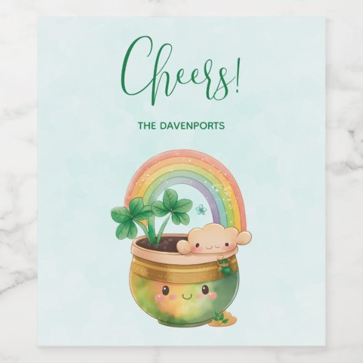 虹とクローバーが楽しめるキュートなガーデンプランター ワインラベル (シングルラベル)