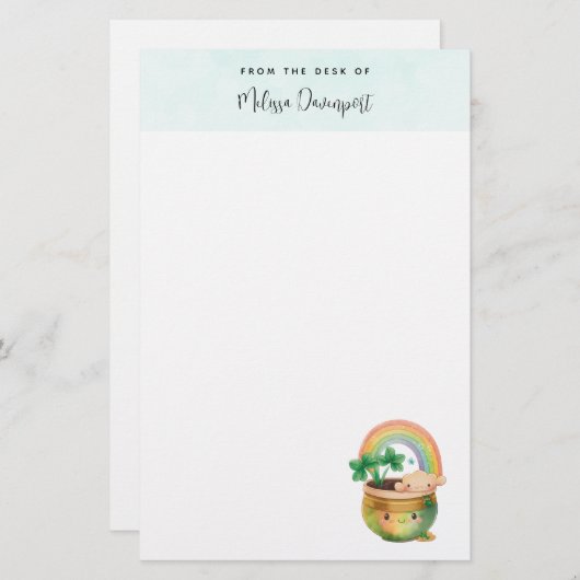 虹とクローバーが楽しめるキュートなガーデンプランター 便箋 (正面/裏面)