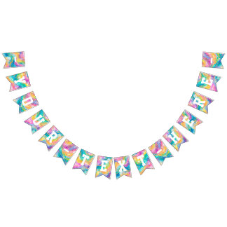 虹とゴールドのバナー バンティングフラッグ