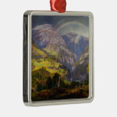 虹とノルウェーのスターハイムの眺め メタルオーナメント (右)
