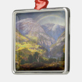 虹とノルウェーのスターハイムの眺め メタルオーナメント (左)