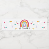 虹とハートの明るい色の誕生日パーティー ペットボトルラベル (シングルラベル)