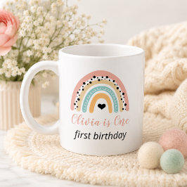 虹とハートの1歳の誕生日パーティー コーヒーマグカップ