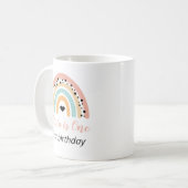 虹とハートの1歳の誕生日パーティー コーヒーマグカップ (正面左)