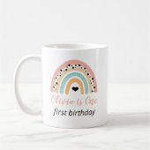 虹とハートの1歳の誕生日パーティー コーヒーマグカップ (左)