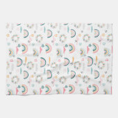 虹とハートパターン キッチンタオル (横)