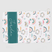 虹とハートパターン ゴルフタオル (横)