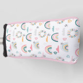 虹とハートパターン ゴルフヘッドカバー (正面)