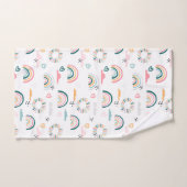 虹とハートパターン バスタオルセット (ハンドタオル)