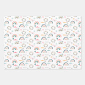 虹とハートパターン ラッピングペーパーシート (正面3)