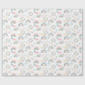 虹とハートパターン ラッピングペーパー (フラット)