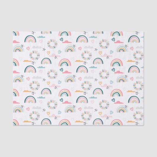 虹とハートパターン 薄葉紙 (正面)